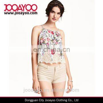 Latest Style Lovely Casual Lace Floral Sleeveless Narrow Straps Tank Tops