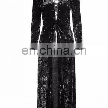 Gothic Punk Rave Black Longsleeve Velvet Dress-jacket Y-735