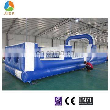 white and blue color giant inflatable obstacle course equipment with slide