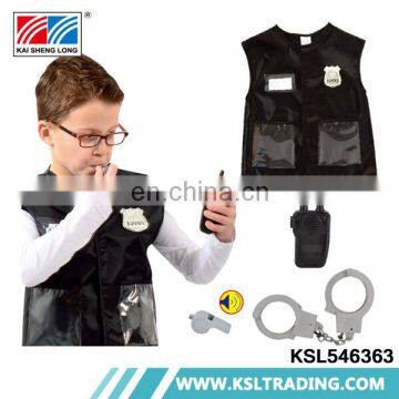 Police cool costume children cosplay clothes with intercom and handcuffs