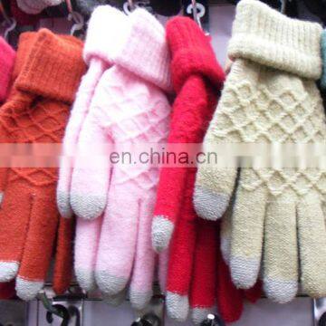 Fashion Acrylic knitting touch screen gloves with flip