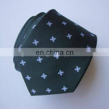 100% Silk Tie Dark Green Tie Flower Design