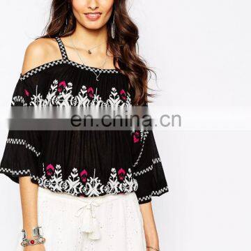High quanlity OEM Wholesale factory custom off shoulder women blouse fashion women shirt top