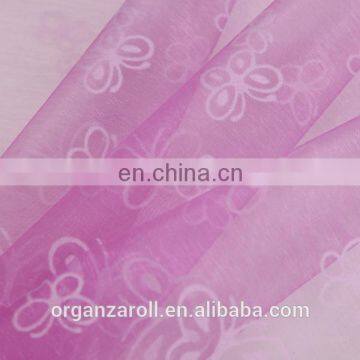 Home deco fabric butterfly flocked organza roll