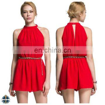 T-JP501 Guangzhou Thick Chiffon Sleeveless Red Jumpsuits for Women