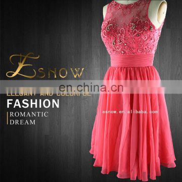 2016 Sexy Sleeveless Boat Neck Applique & Beaded Evening Dress for Girls