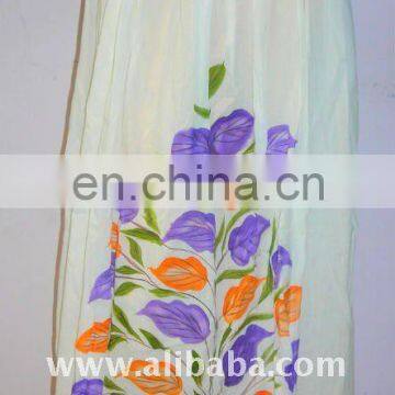 White color Colourful flowers printed cotton skirts from india long skirt 2016 belly dance skirts available in argentina