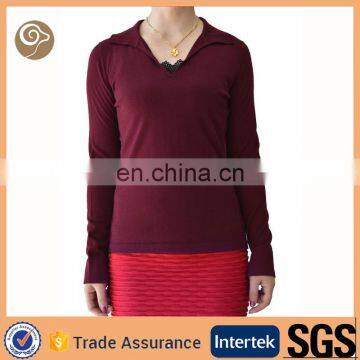 2016 mongolian knitted v neck lady sweater