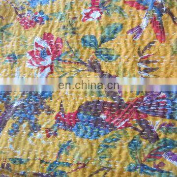 Bird Paradise kantha quilt/Bird print bed sheet