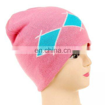 Fason girls' Thick knit beanies custom knitted pink beanie