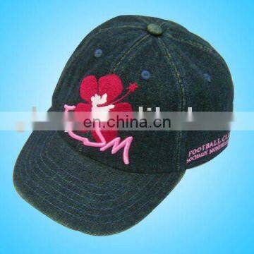 washed denim 3D embroidery caps