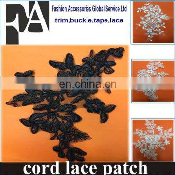 Embroidered tulle mesh high quality corded lace patches sewing on dress sequin lace applique 5pairs wedding gown decoration Nice