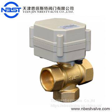 1/2 Inch T Type Brass Electric Actuator 3 Way Ball Valve photo-2