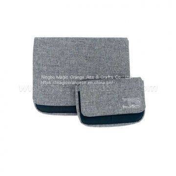 BG2014 Grey Imitation Linen Fabric Flap Bag Storage Bag Large Size photo-2