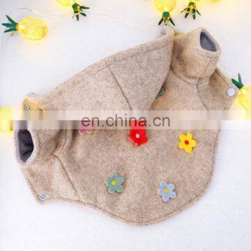Personalized Pet Dog Cat Hoodie Gray Clothes Teddy Flower Woolen Coat photo-4