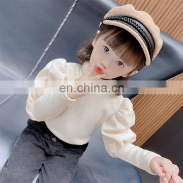 Girls' Plush thick flying sleeve bottoming shirt 2020 winter new girl baby plush bubble sleeve foreign style bottom coat