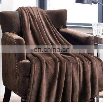 Brown Flannel Fleece Bed Blanket Lightweight Bedspread Blankets All Seasons Plush Warm Solid Blankets for Bed Couch Sofa photo-3