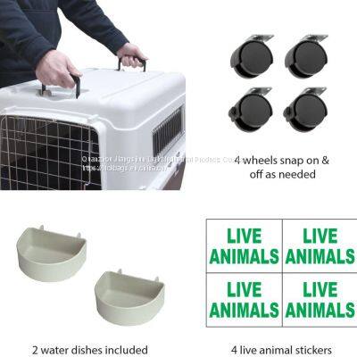 Plastic Kennels Rolling Plastic Airline Approved Wire Door Stackable Pet Travel Cage photo-2