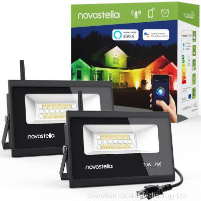 20W Tuya Smart LED Flood Lights WiFi Wireless RGBCW Multi Colors IP66 Outdoor LED Flood light Work with Alexa/Google home