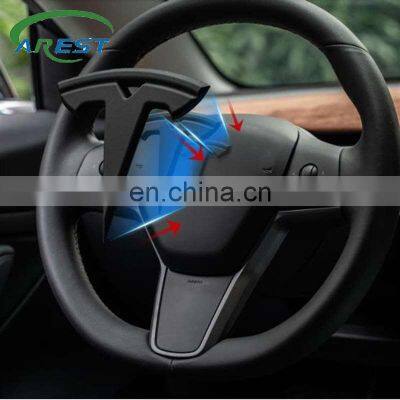 3pcs Set Matte Black for Tesla Model 3 Y S X Auto Logos Steering Wheel Patch Decoration Modified Accessories Tail Box Logo