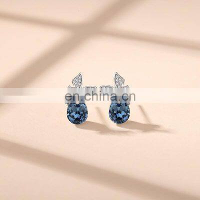 High Quality S925 Sterling Silver Fashion Crystal Jewelry Delicate Butterfly Stud Earrings photo-2