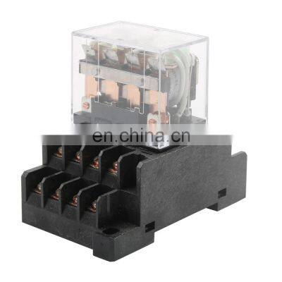 LY4NJ HH64P AC 110V 220V DC 12V DC 24V 14PIN 10A silvercontact Power Relay Coil 4PDTintermediate relay switchwithsocket Base