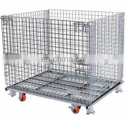 galvanized foldable metal turnover box, galvanized foldable storage cage, goldable turnaround box