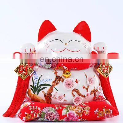 Chinese style 10-inch large ceramic Four Seasons Fortune Lucky Cat Japanese creative shop opening gift decoration