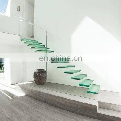 2021 New Interior Staircase With Handrail Designs Stainless Steel Floating&Straight Stairs