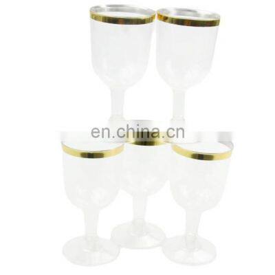 Best Quality 6 Oz Clear Plastic Champagne Flutes With Gold Rim