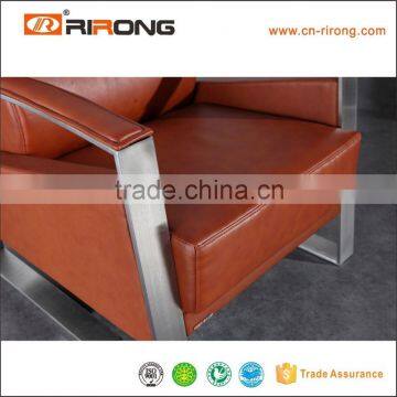Modern Metal Armrest Design Italy Leather Office Sofa photo-4