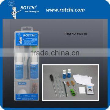 Aluminium rods shotgun cleaning kit with solvent and gun oil,funcitional gun cleaning kit,plastic box gun cleaning kit