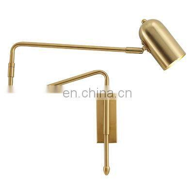 Adjustable Bedroom Bedside Light Swing Arm Hotel Modern Indoor Iron Wall Lamps