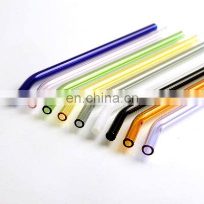 Manufacturer Custom Eco Friendly Reusable Borosilicate Transparent Painted Drinking Glass Straw Smoothie Glass Straws Set