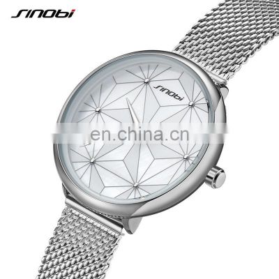 SINOBI Beauty Female Watch Sliver Wristwatches Fresh Style Wtaches for Young Girls Wristwatchs