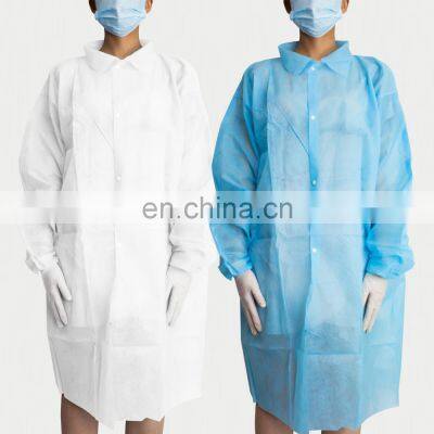 PP non woven white disposable lab coat with button