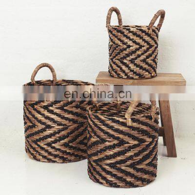 Collection OF Water Hyacinth Storage Basket Set Woven Natural Straw Fruit Basket Vietnam supplier