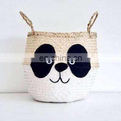 Animal Pattern Seagrass Belly Basket Plant Holder Storage Basket Decor Home High Quality