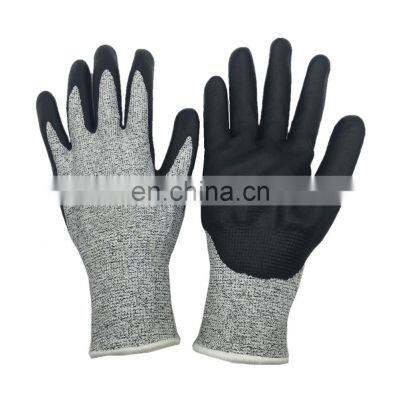 Grey Anti Cut Latex Work Nitrile Coated Gloves