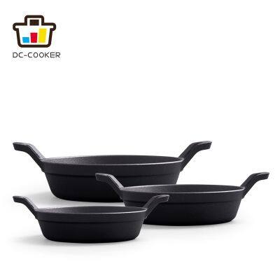 Mini Black Cast Iron Skillet Set Small Oval Skillets Cast Iron Single Serve Dish Pans Mini Casserole Dish for Baking Roasting