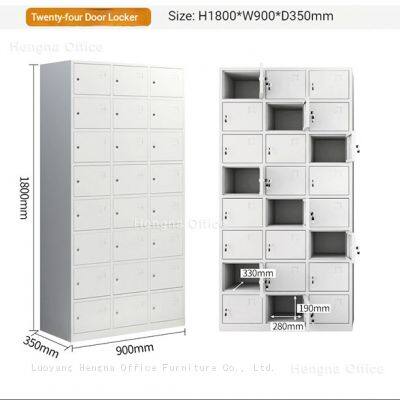 School Student Storage Cabinet | 24-Door Colorful Metal Locker With Individual Locks and Ventilation Holes | Model 1800*900*350mm photo-2