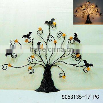 halloween tree decorative metal wall art with bat