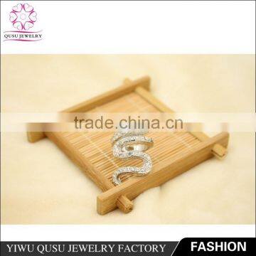 2015 Yiwu New Products Silver Plated Finger Ring With White Rhinestone Snake Shape photo-3