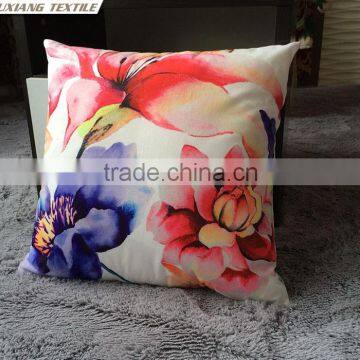 Chinese Watercolour Felt Flowers Printed 100% Cotton Large Cushion Cover photo-5