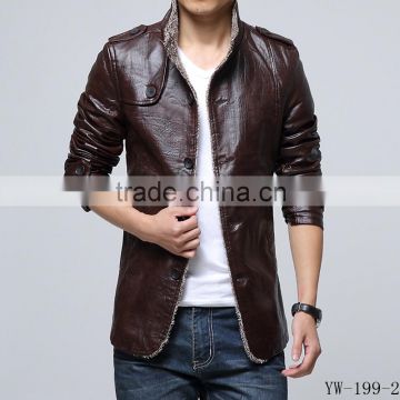 New arrival custom plain pu leather mens jacket