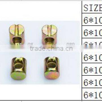 furniture barrel bolt nut M6*20mm slotted cross