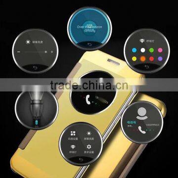 Electroplating mirror leather case for Samsung S7, smart flip phone case with open window for Samsung S7 edge