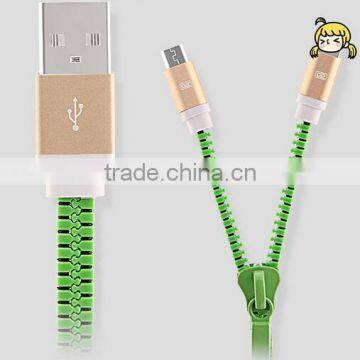 High quality MFI Cable 8 pin connector, zipper usb cable for mobile phone, metal zipper cable for iphone