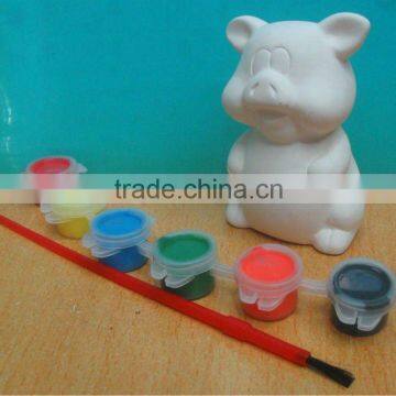 Kids diy ceramic dolomite piggy paint color with brush                        
                                                Quality Choice