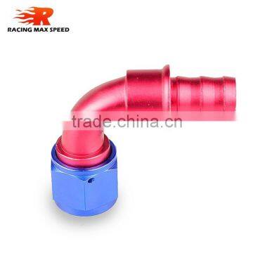 Aluminum Oil Cooler Hose Fitting 90 Degree Push on Hose End Push on Fitting Blue and Red 10-090-10 photo-2